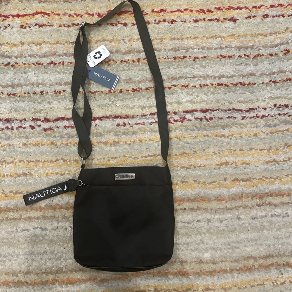 Nautica Black Shoulder Bag with Silver Accents